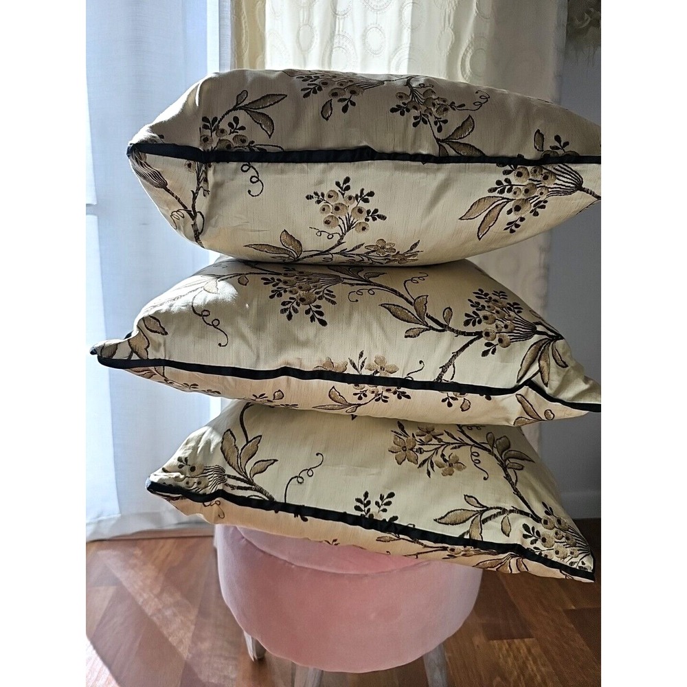 LAUREN Ralph Lauren "PLAGE D'OR" 3pc THROW PILLOW SET Decorator Champagne